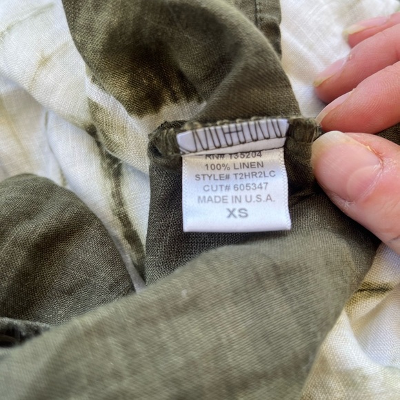 Tie-Dye Green and White Women's Top green dragon 100% linen xs - Picture 3 of 3